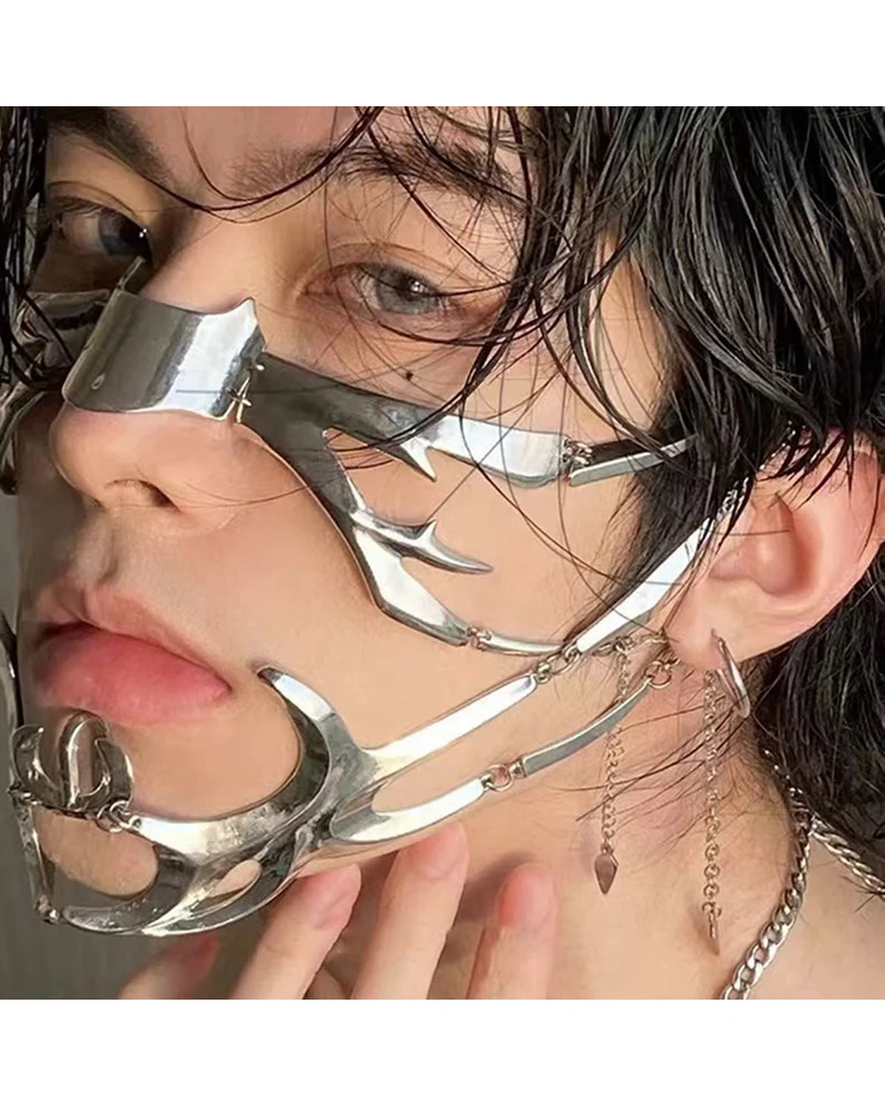 Silver Lip Ring Facial Accessory Cyberpunk Mask - Image 10