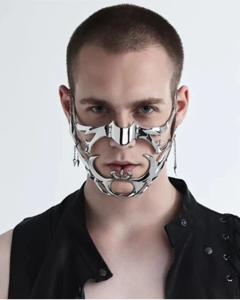 Silver Lip Ring Facial Accessory Cyberpunk Mask - Image 3