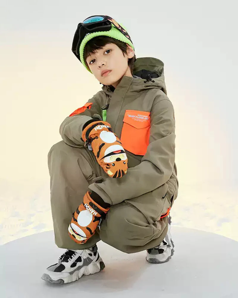 Ski Swear Cartoon Waterproof Warm Kids Ski Gloves - Image 11