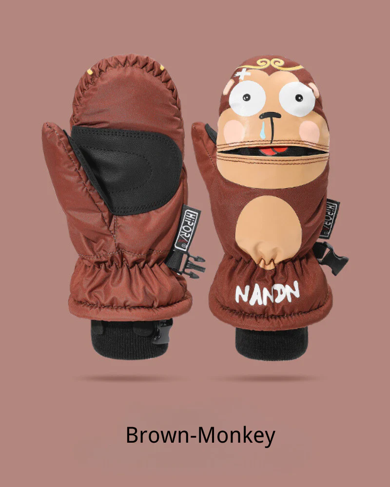 Ski Swear Cartoon Waterproof Warm Kids Ski Gloves - Image 4