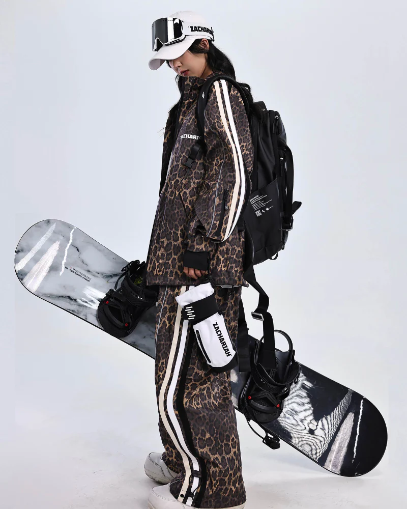 Ski Wear 3L Windproof Waterproof Leopard Ski Jacket & Pants Set -Unisex - Image 3