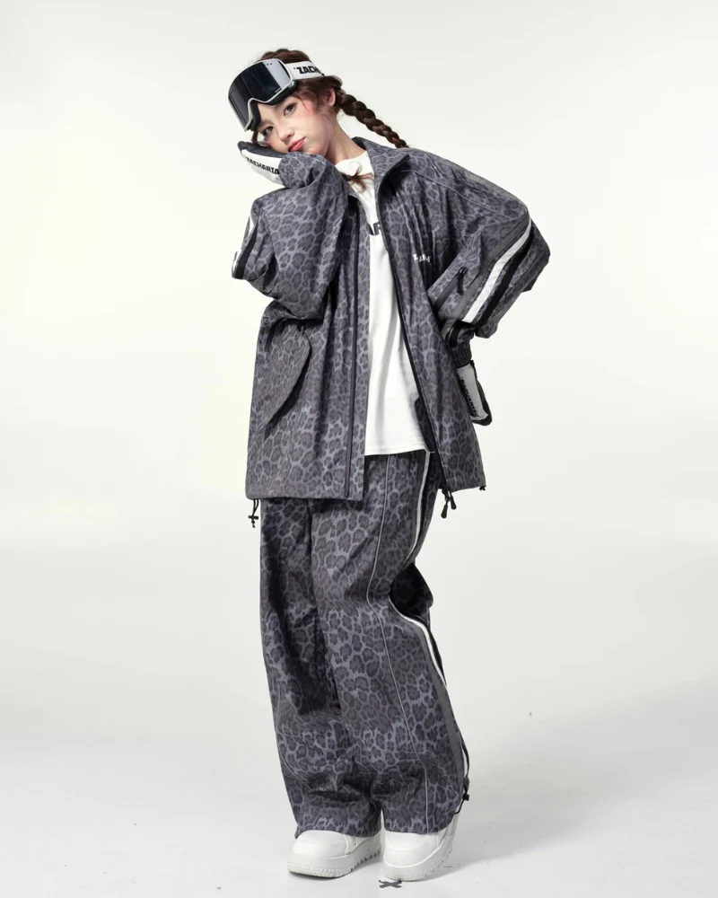 Ski Wear 3L Windproof Waterproof Leopard Ski Jacket & Pants Set -Unisex - Image 9