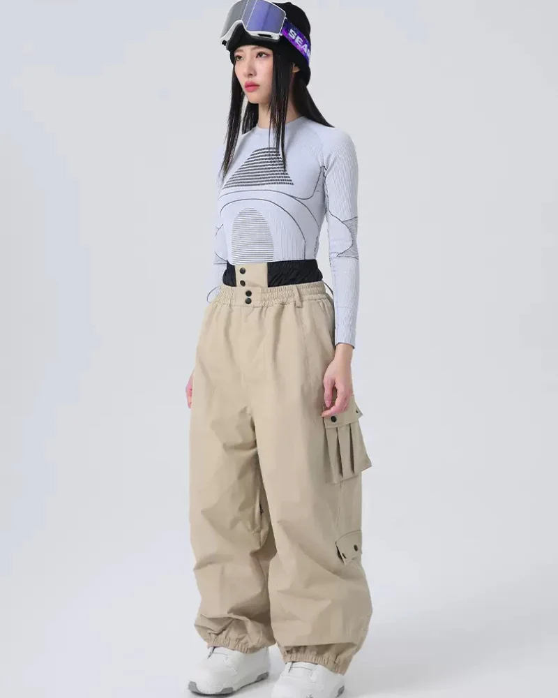 Ski Wear Baggy Snowboard Cargo Snow Pants - Unisex - Image 21