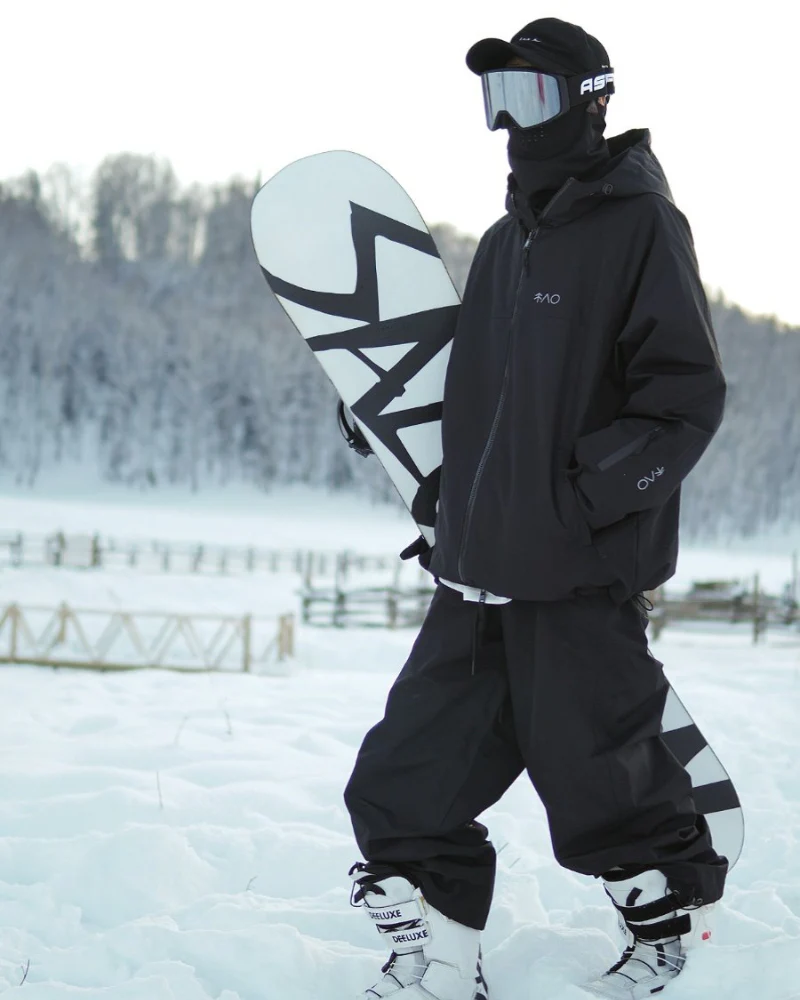 Ski Wear Black Fleece-Lined Waterproof Ski Suit -Unisex (Single Unit Available) - Image 4