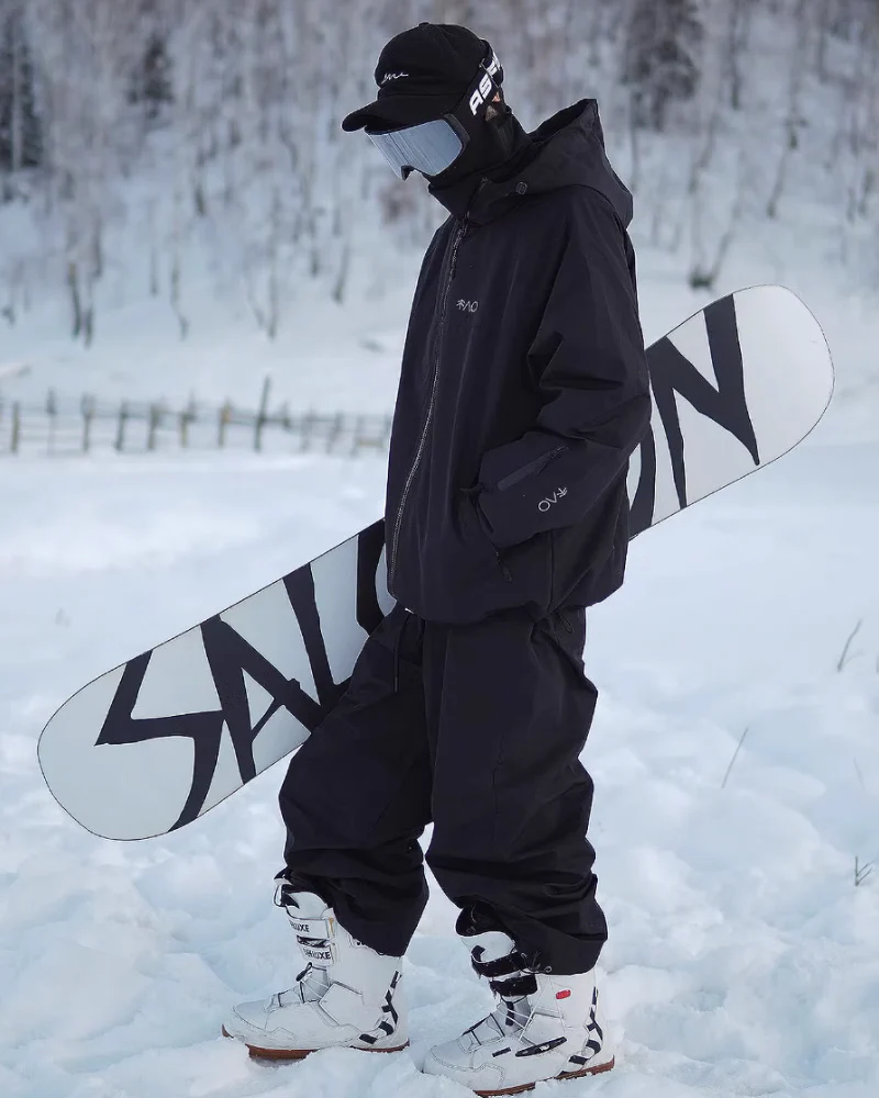 Ski Wear Black Fleece-Lined Waterproof Ski Suit -Unisex (Single Unit Available) - Image 7