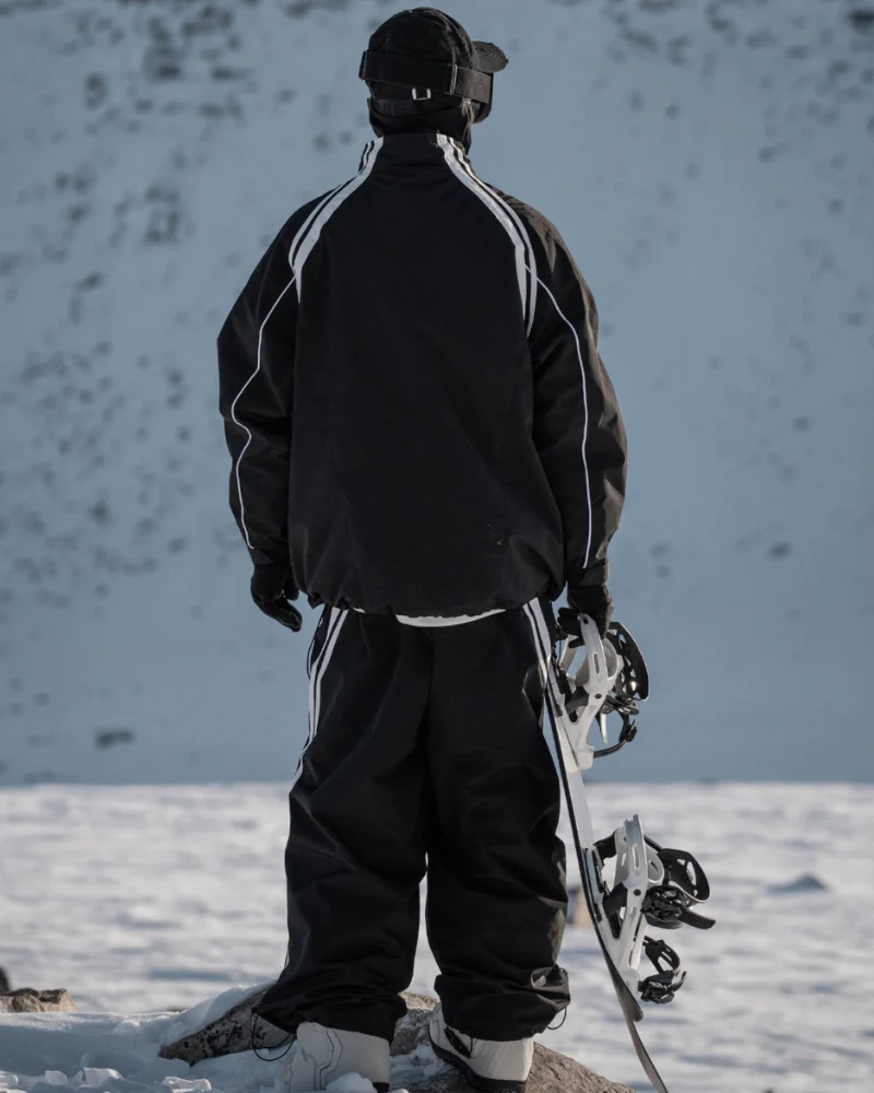 Ski Wear Black Fleece-lined Waterproof Windproof Ski Suit -Unisex - Image 7