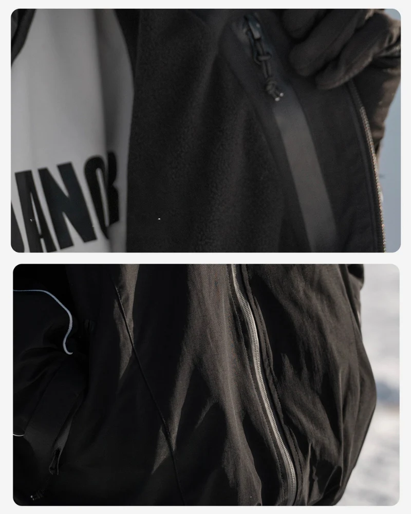 Ski Wear Black Fleece-lined Waterproof Windproof Ski Suit -Unisex - Image 9
