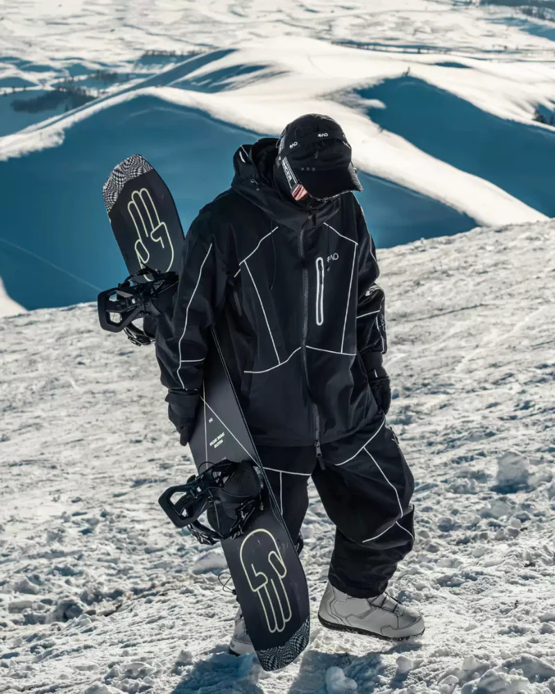 Ski Wear Black Reflective Waterproof Windproof Oversize Ski Suit - Unisex - Image 4