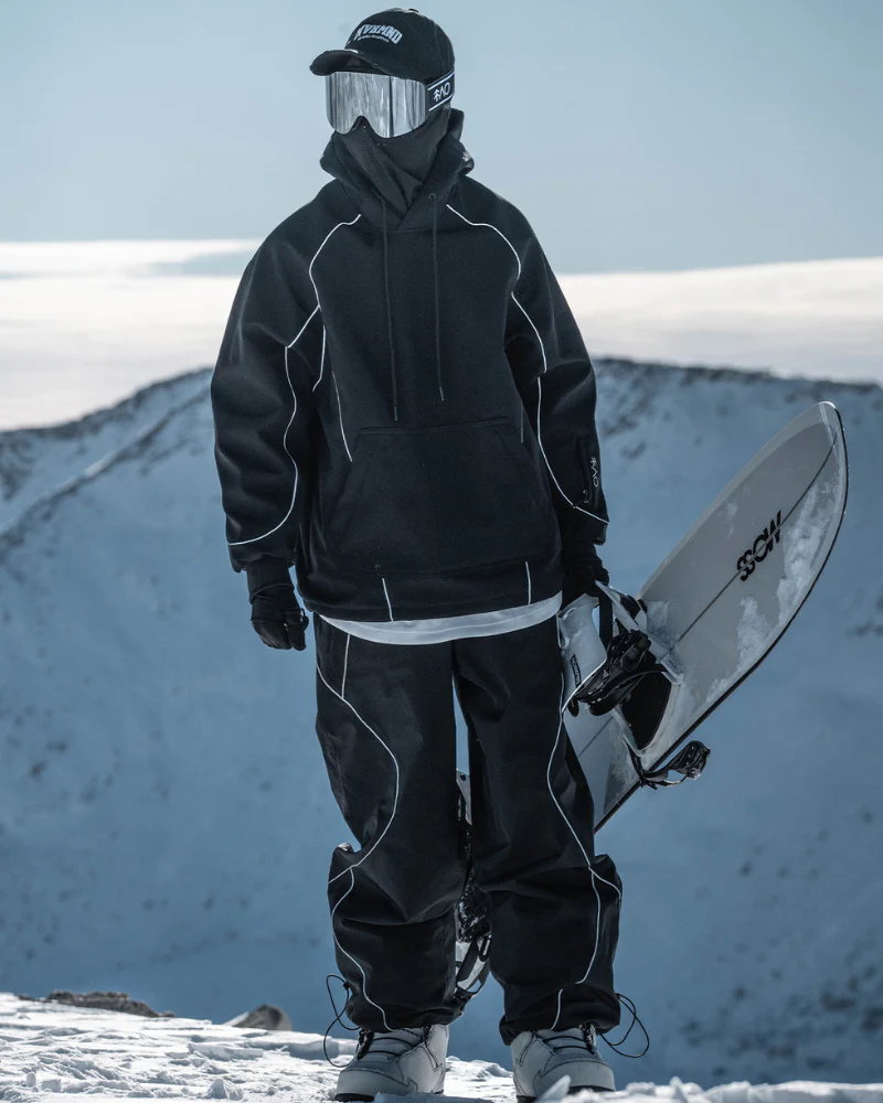 Ski Wear Black Reflective Waterproof Ski Hoodie & Pants Suit -Unisex (Single Unit Available) - Image 2