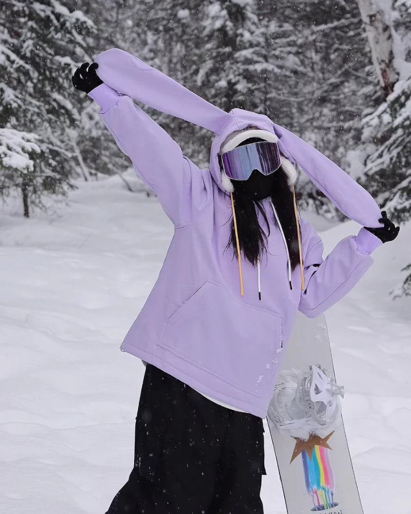 Ski Wear Bunny Ear Waterproof Loose-Fit Ski Hoodie - Women's - Image 10