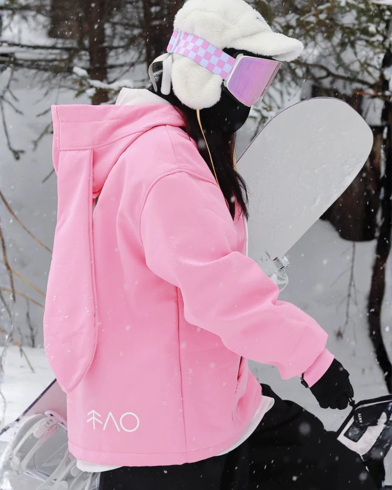 Ski Wear Bunny Ear Waterproof Loose-Fit Ski Hoodie - Women's - Image 2