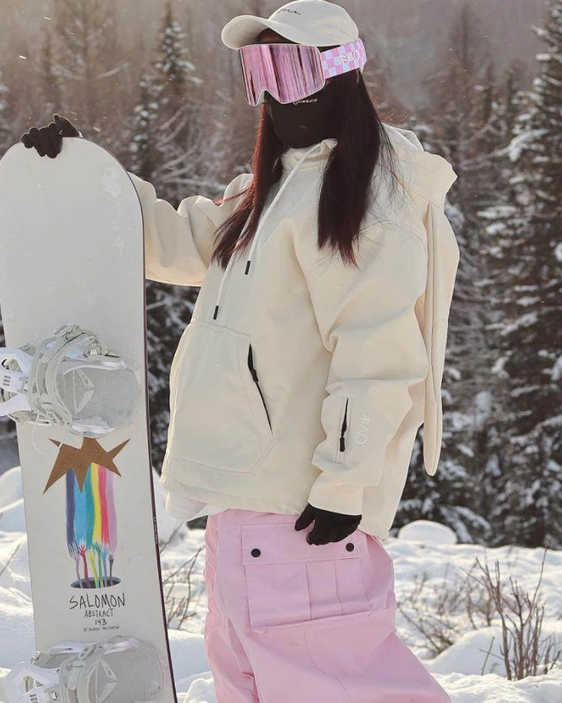 Ski Wear Bunny Ear Waterproof Loose-Fit Ski Hoodie - Women's - Image 3