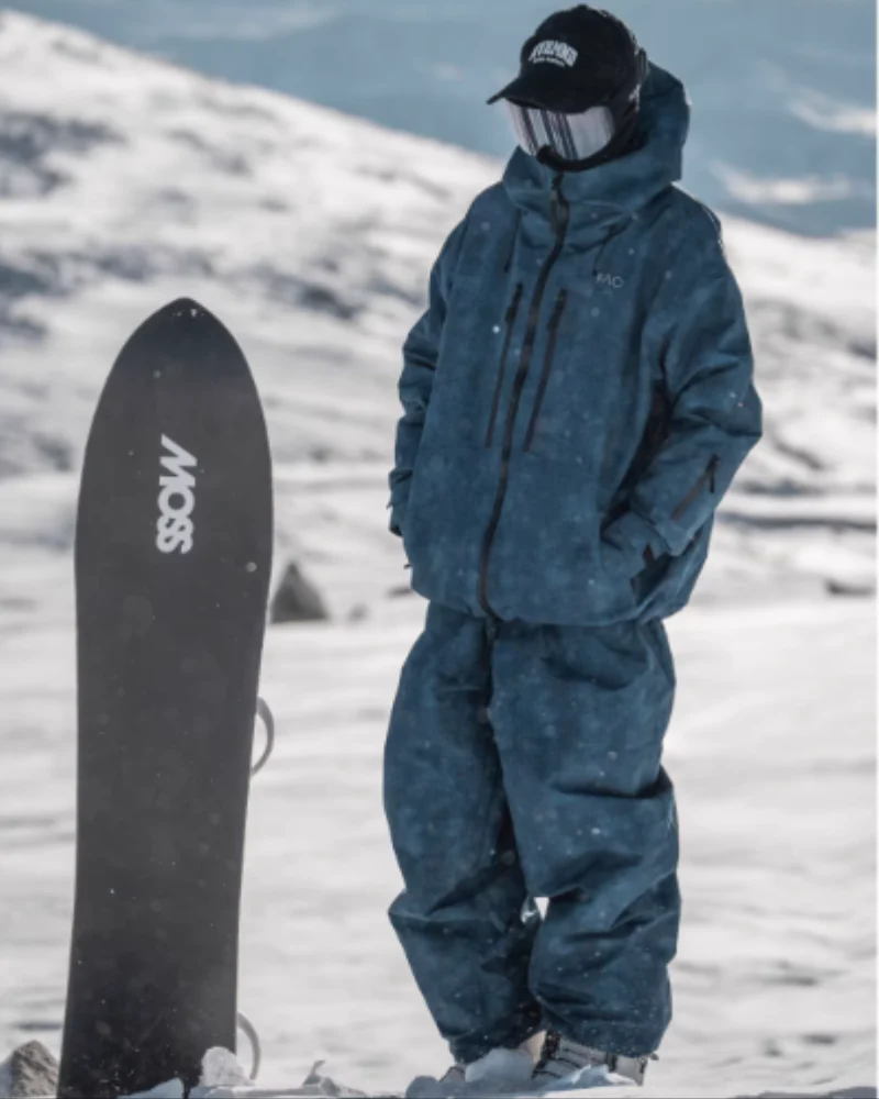 Ski Wear Denim Look Fleece-Lined Waterproof Ski Suit -Unisex - Image 2