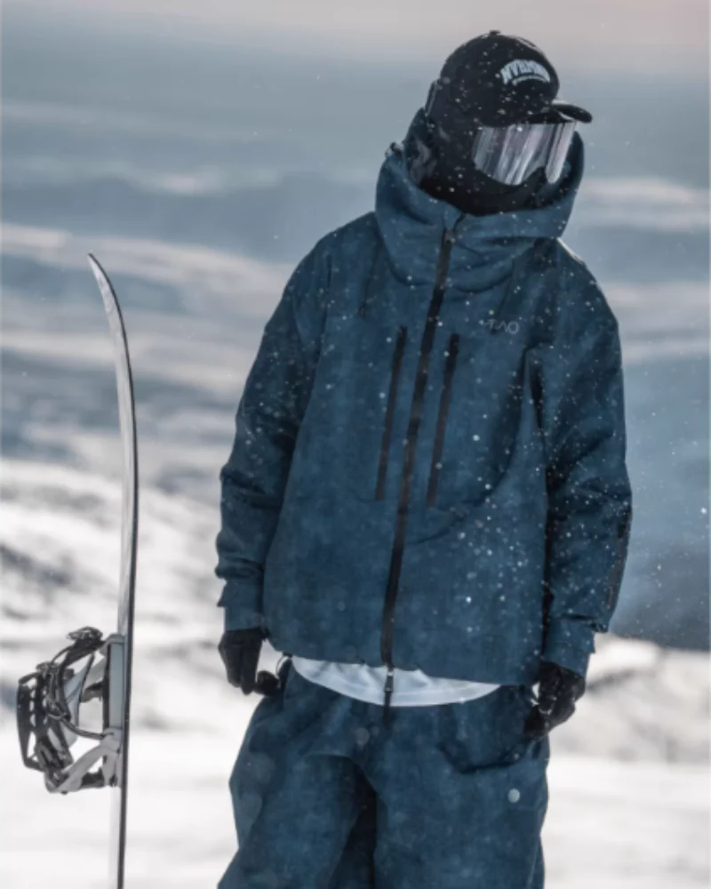 Ski Wear Denim Look Fleece-Lined Waterproof Ski Suit -Unisex - Image 3
