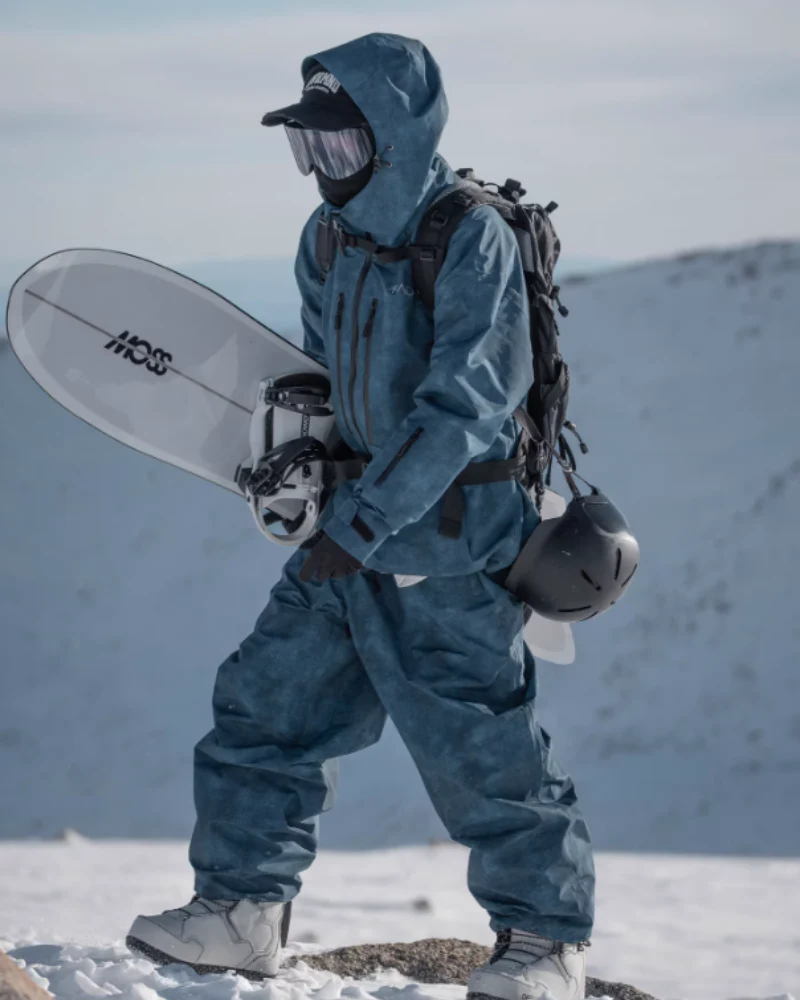 Ski Wear Denim Look Fleece-Lined Waterproof Ski Suit -Unisex - Image 4