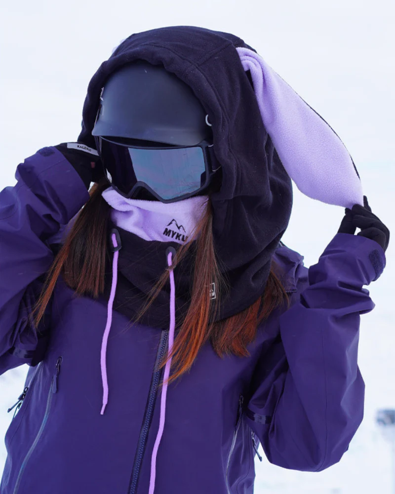 Ski Wear Fleece-Lined Bunny Ear Unisex Balaclava Hood - Image 6