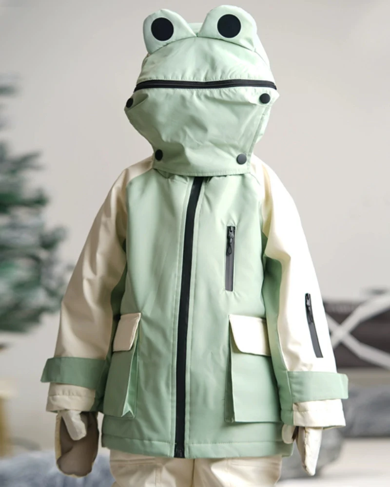 Ski Wear Frog Color Block Kids Jacket&Bibs Snow Suit (Single Unit Available) - Image 2