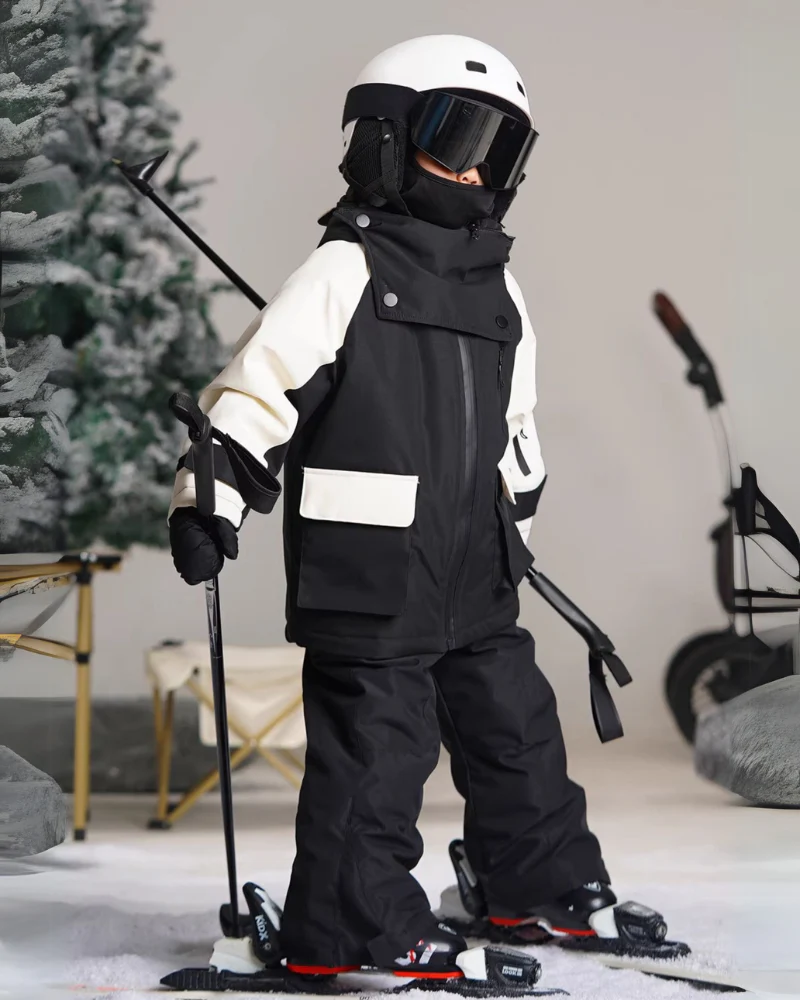 Ski Wear Frog Color Block Kids Jacket&Bibs Snow Suit (Single Unit Available) - Image 4