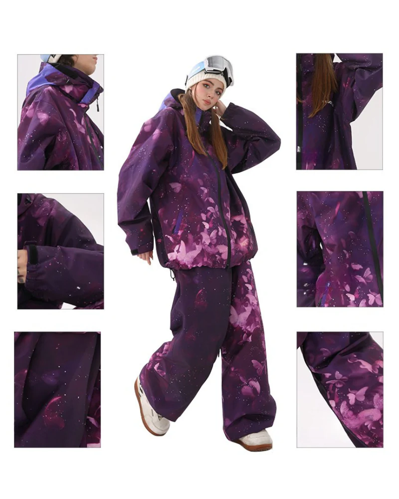 Ski Wear Purple Butterfly Snow Suit -Unisex - Image 6