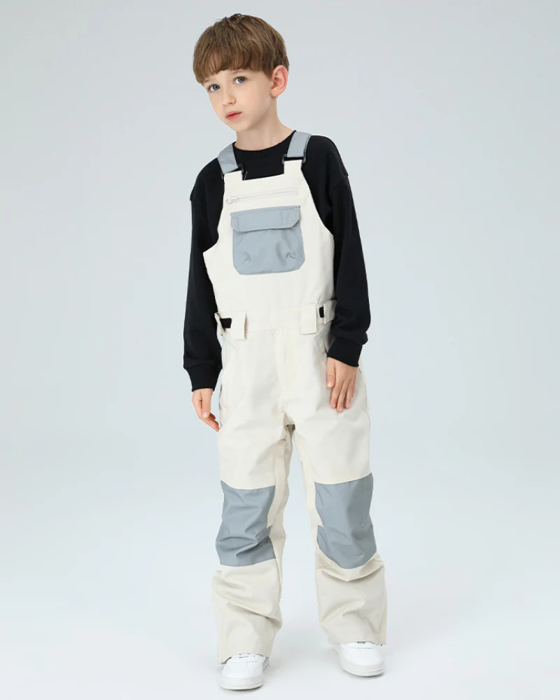 Ski Wear Snowboard Gear Color-Block Kids Ski Bib - Image 10