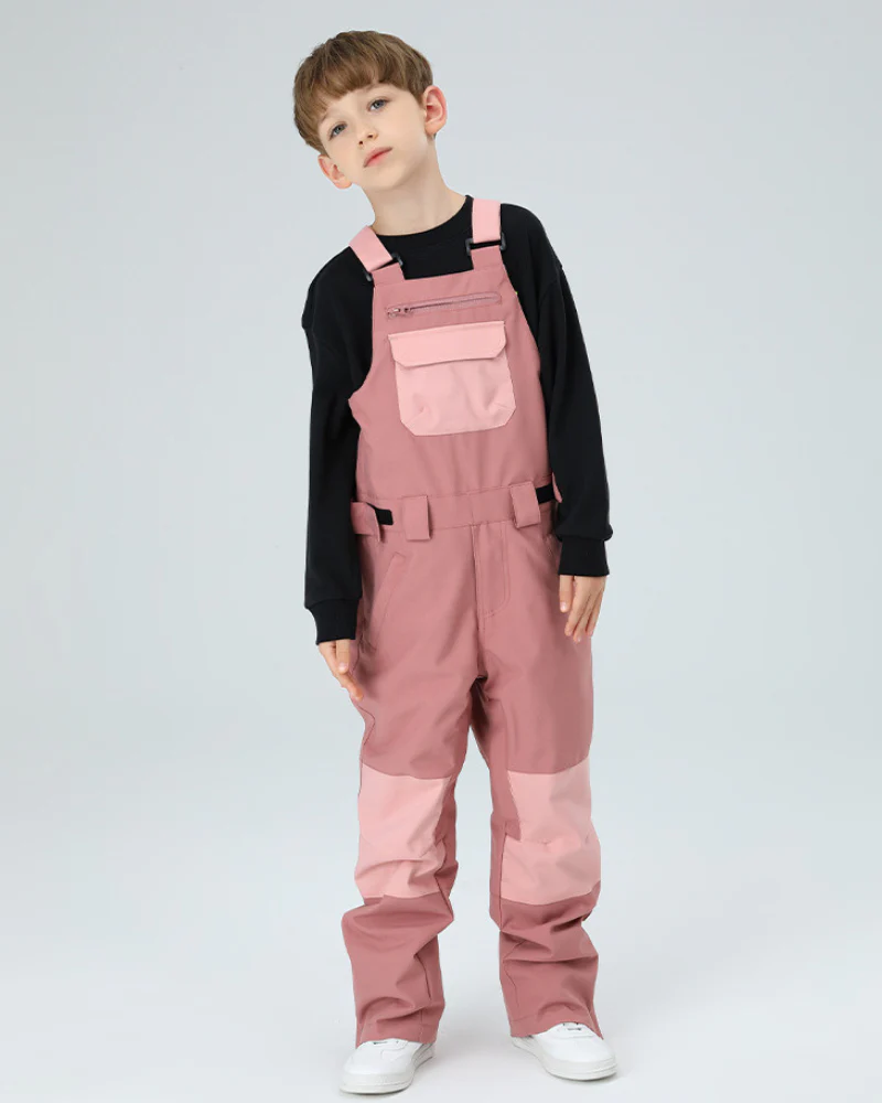 Ski Wear Snowboard Gear Color-Block Kids Ski Bib - Image 11