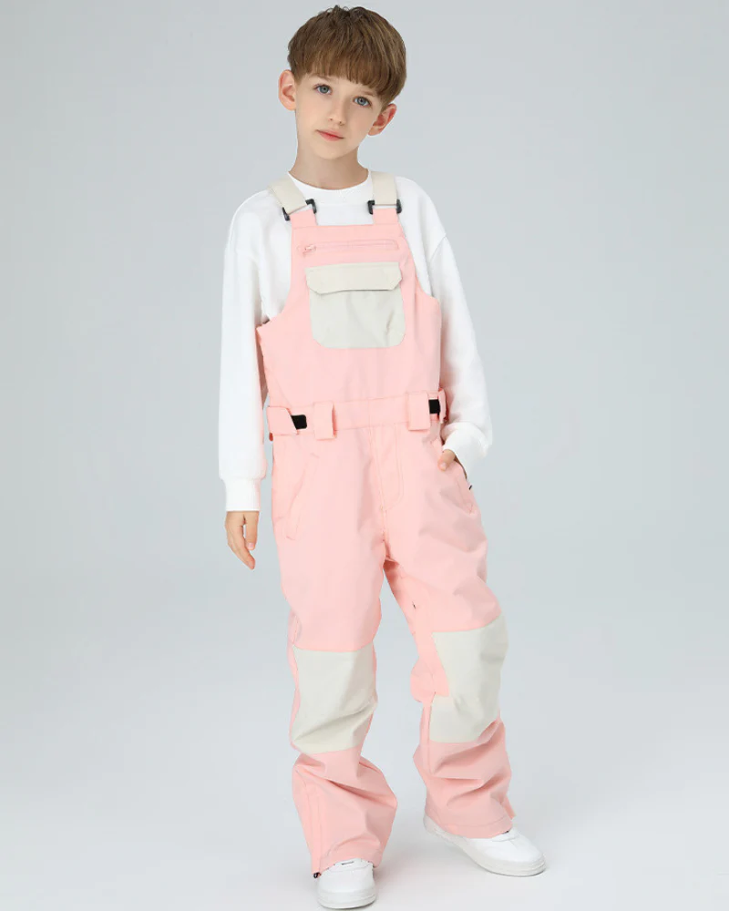 Ski Wear Snowboard Gear Color-Block Kids Ski Bib - Image 12