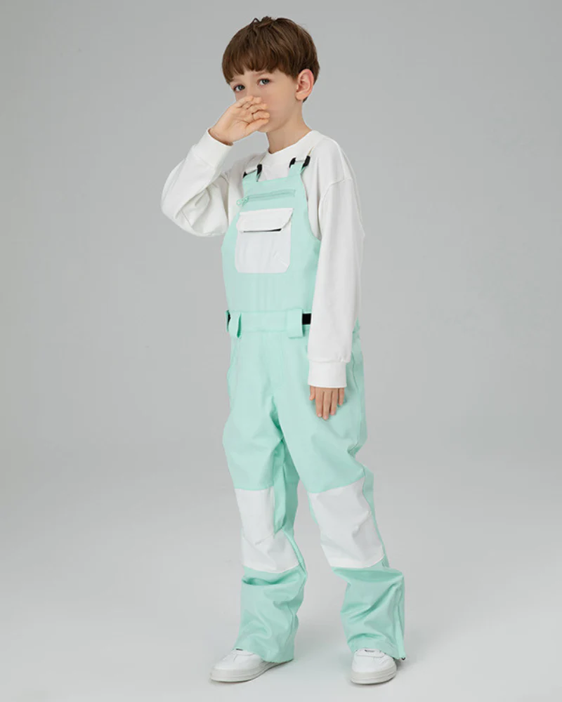 Ski Wear Snowboard Gear Color-Block Kids Ski Bib - Image 13