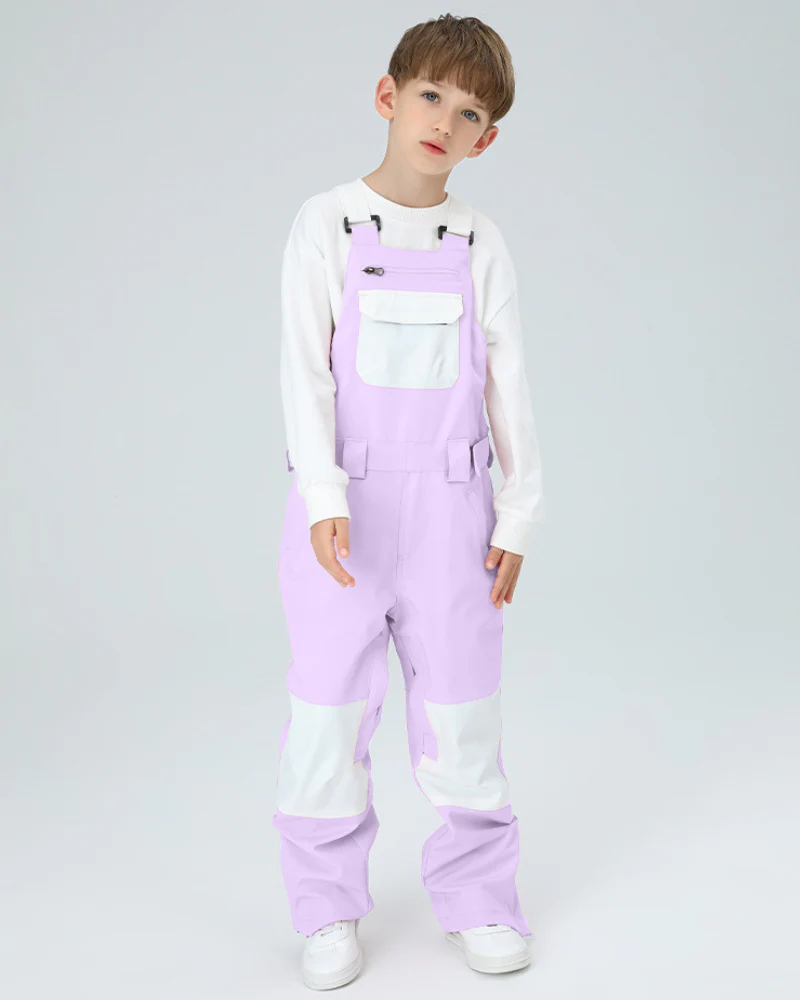 Ski Wear Snowboard Gear Color-Block Kids Ski Bib - Image 14