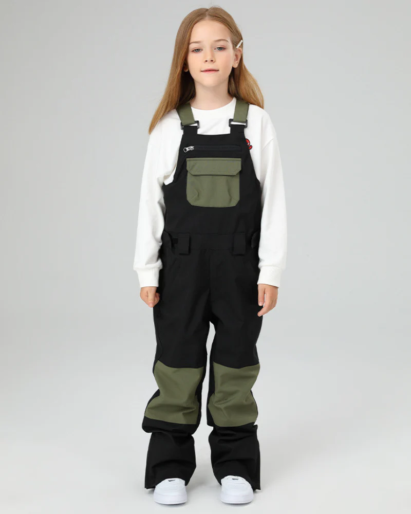 Ski Wear Snowboard Gear Color-Block Kids Ski Bib - Image 15
