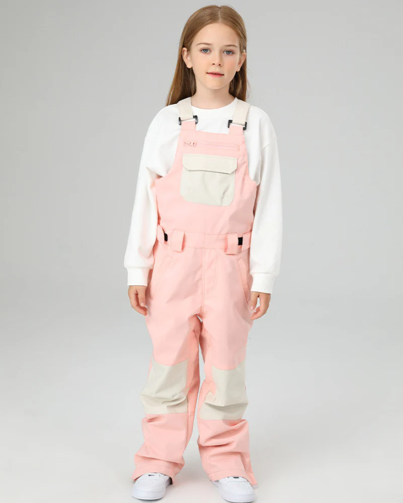 Ski Wear Snowboard Gear Color-Block Kids Ski Bib - Image 21