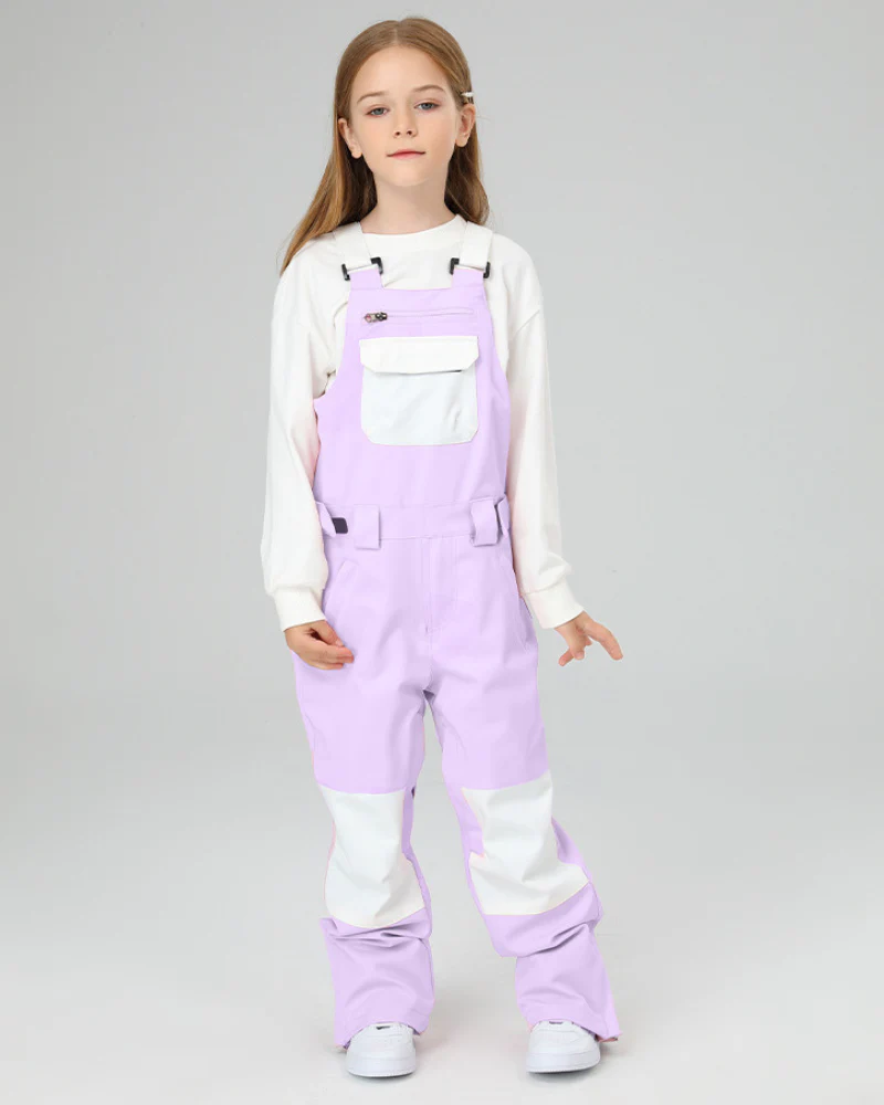 Ski Wear Snowboard Gear Color-Block Kids Ski Bib - Image 23