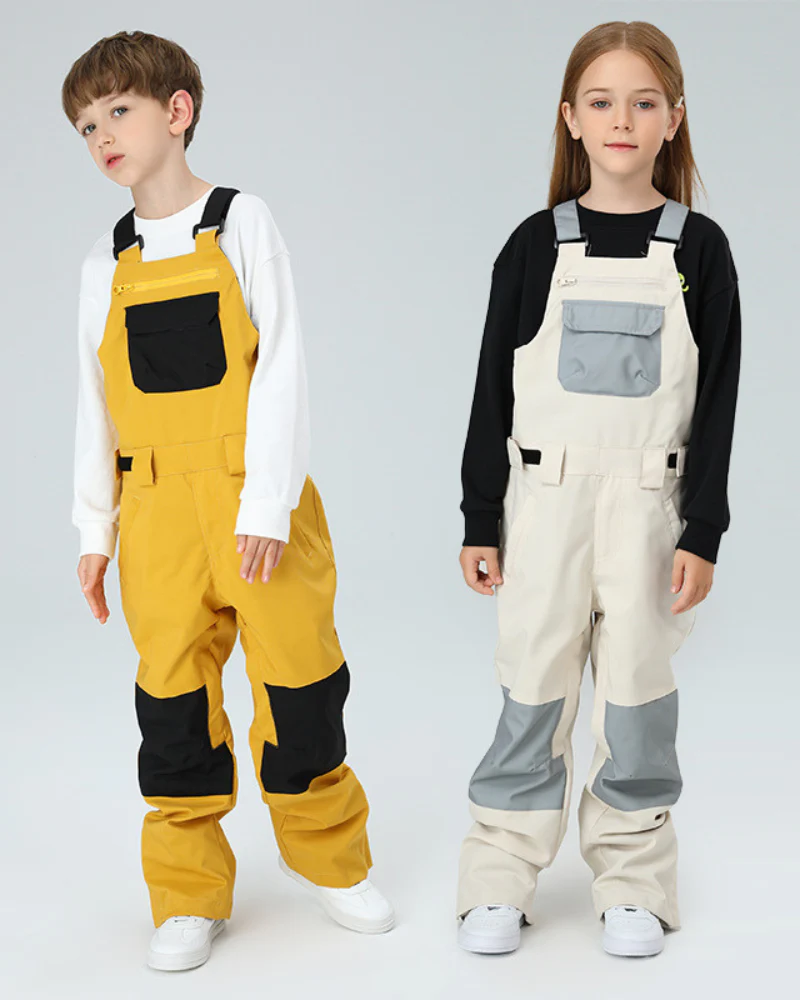 Ski Wear Snowboard Gear Color-Block Kids Ski Bib - Image 5