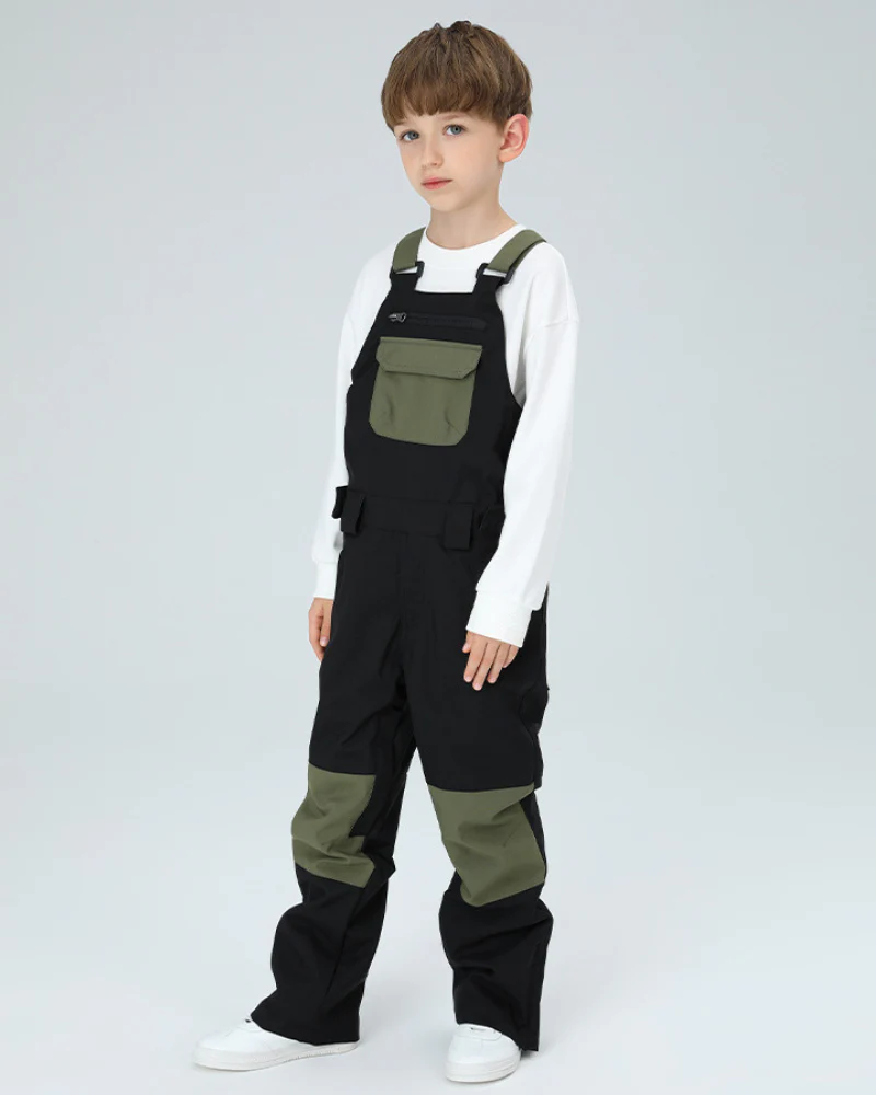 Ski Wear Snowboard Gear Color-Block Kids Ski Bib - Image 6