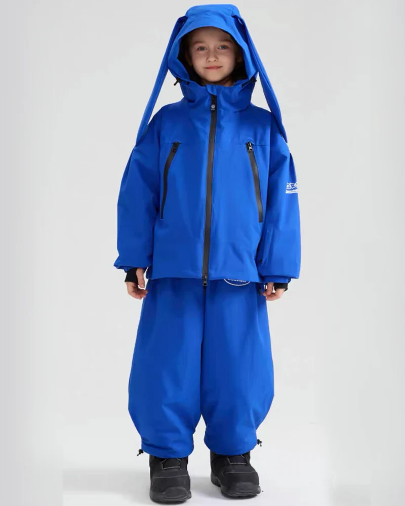 Ski Wear Waterproof Rabbit Ears Kids Snow Suit - Image 9