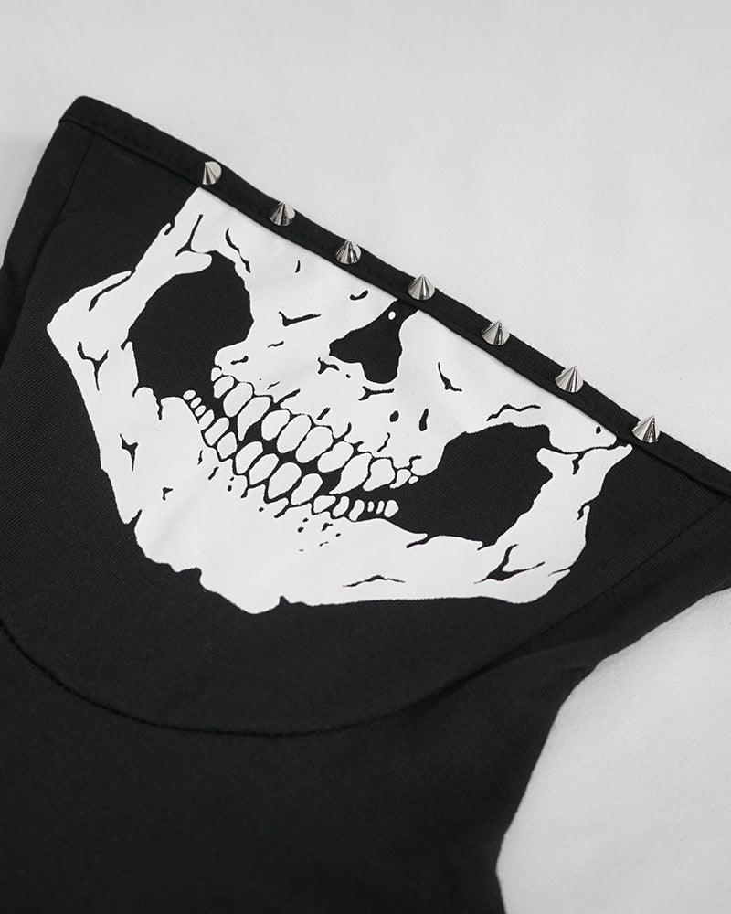Skull Mask Tattered Sleeveless Hooded Muscle Shirt - Image 13