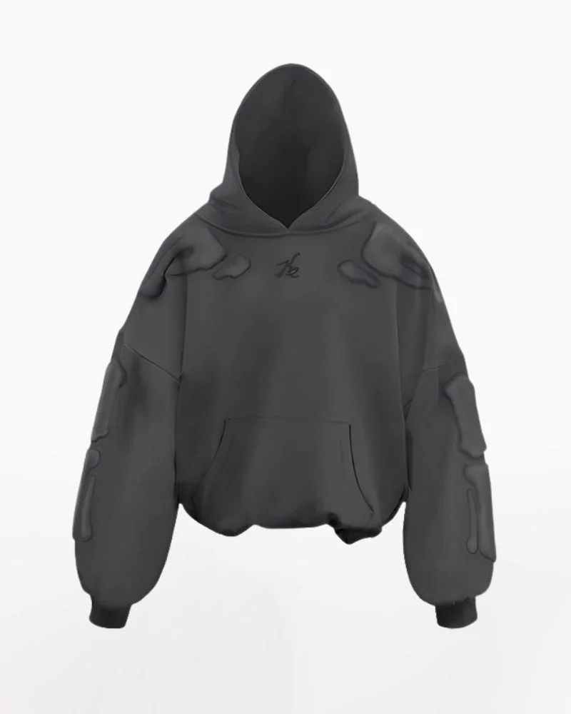 Street 3D Bone Print Thick Hoodie - Image 3