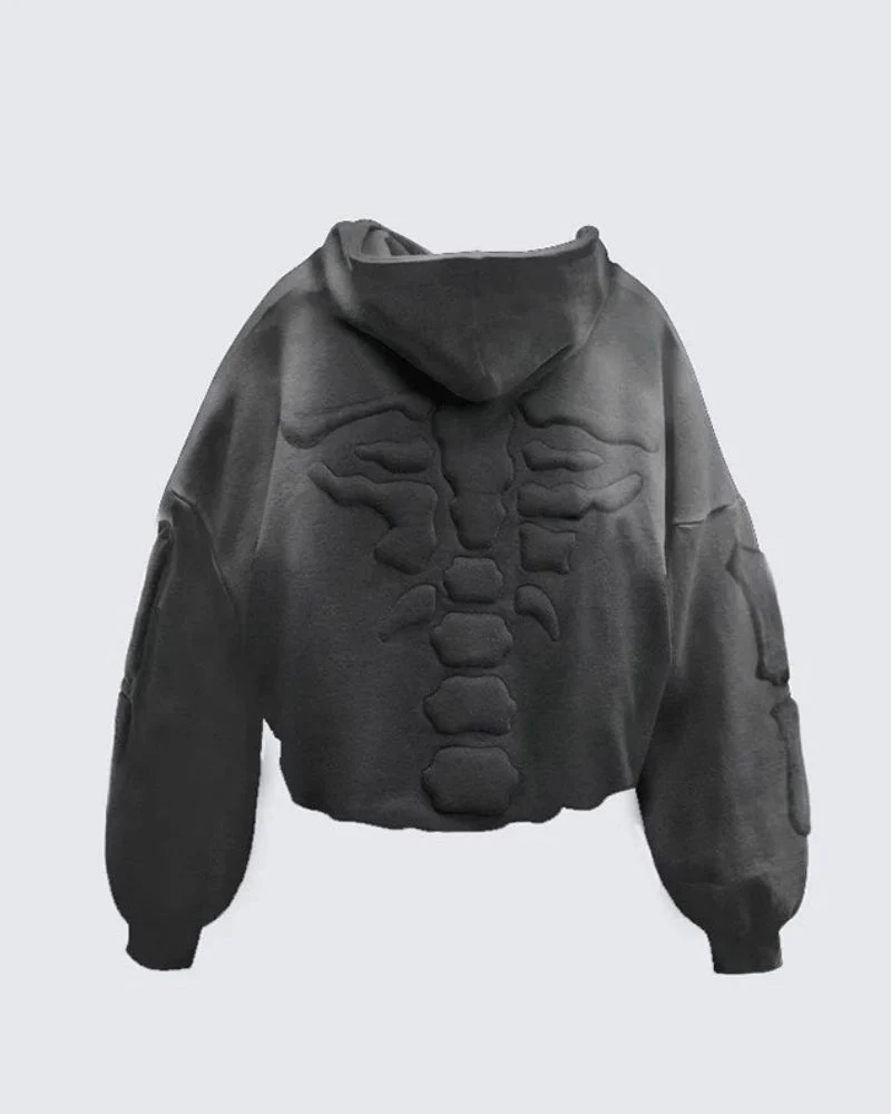 Street 3D Bone Print Thick Hoodie - Image 4