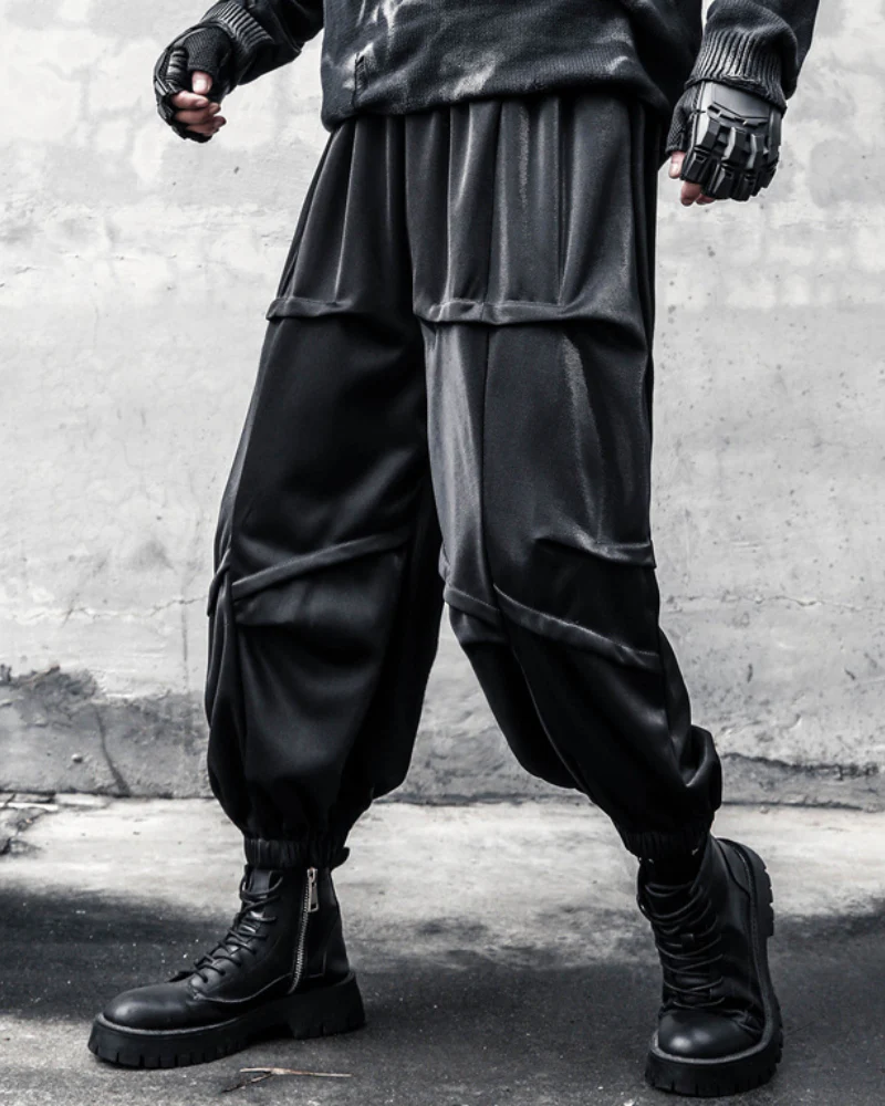 Street Japanese Draped Tapered Cropped Pants - Image 3