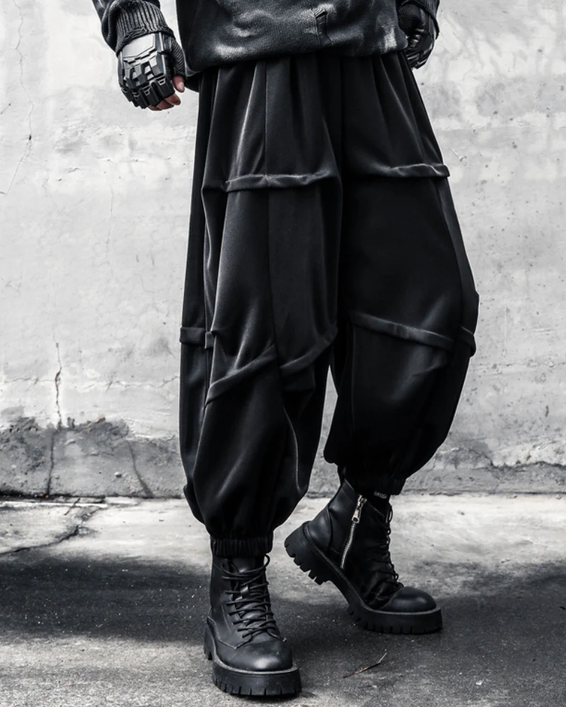 Street Japanese Draped Tapered Cropped Pants - Image 4