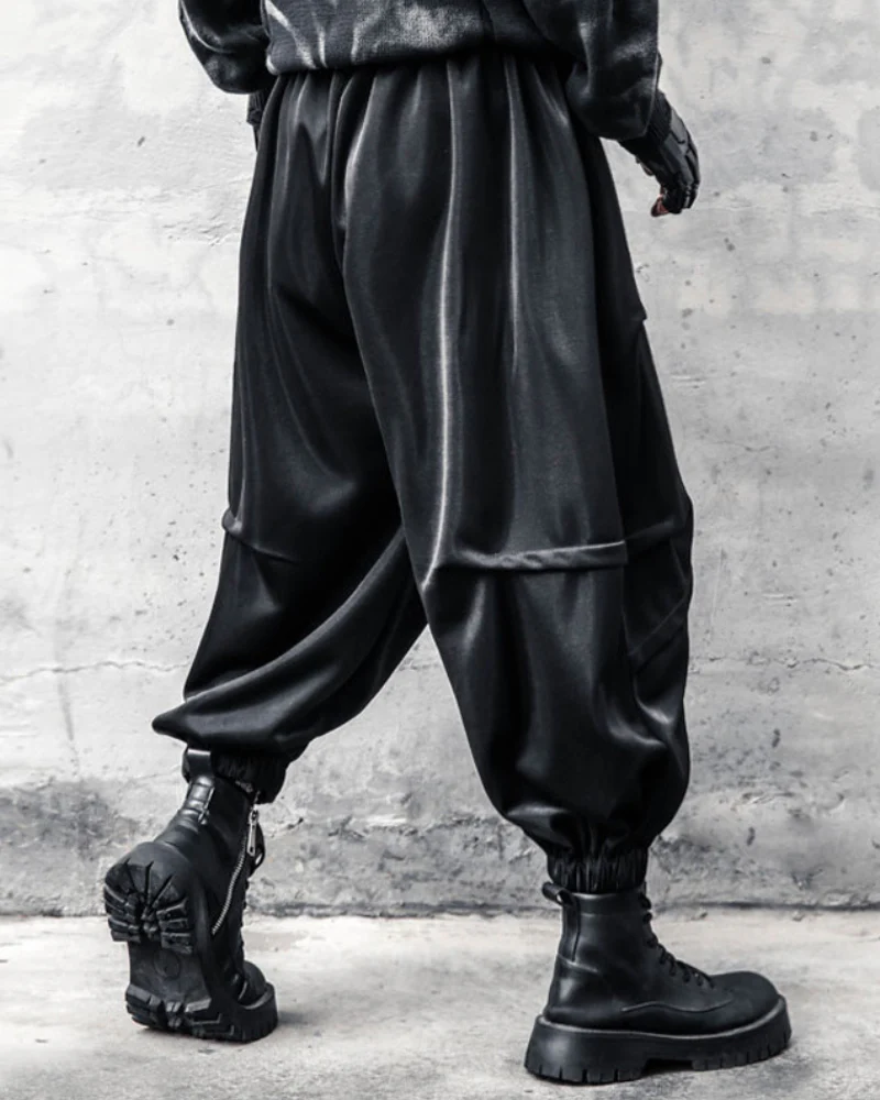 Street Japanese Draped Tapered Cropped Pants - Image 5