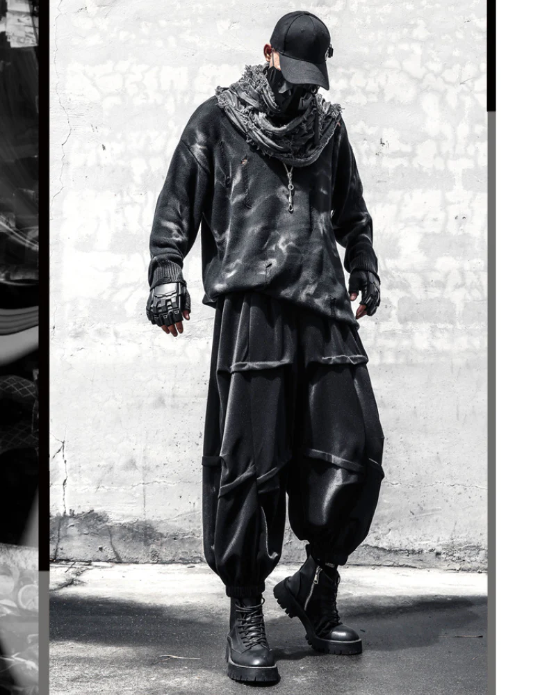 Street Japanese Draped Tapered Cropped Pants - Image 6