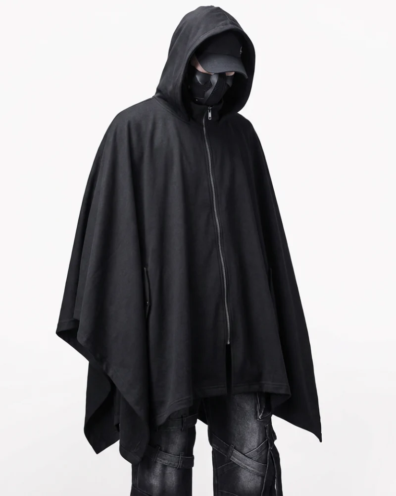 Street Oversized Hooded Batwing Cape Coat - Image 5
