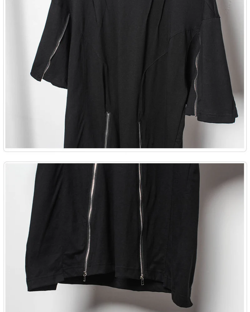 Street Oversized Multi-Zipper Cotton T-Shirt - Image 10