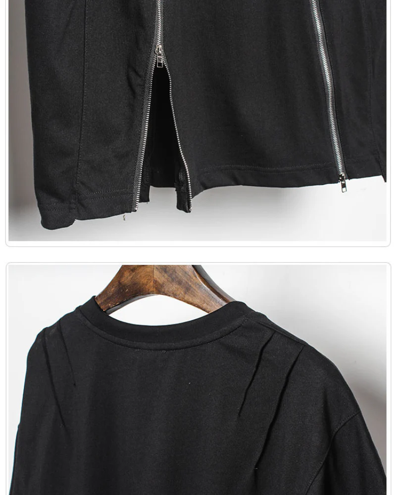 Street Oversized Multi-Zipper Cotton T-Shirt - Image 11