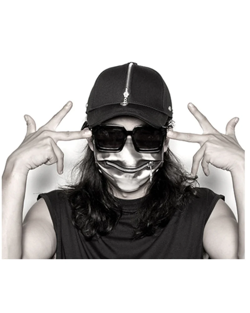 Street Punk Zipper Black Baseball Cap - Image 2