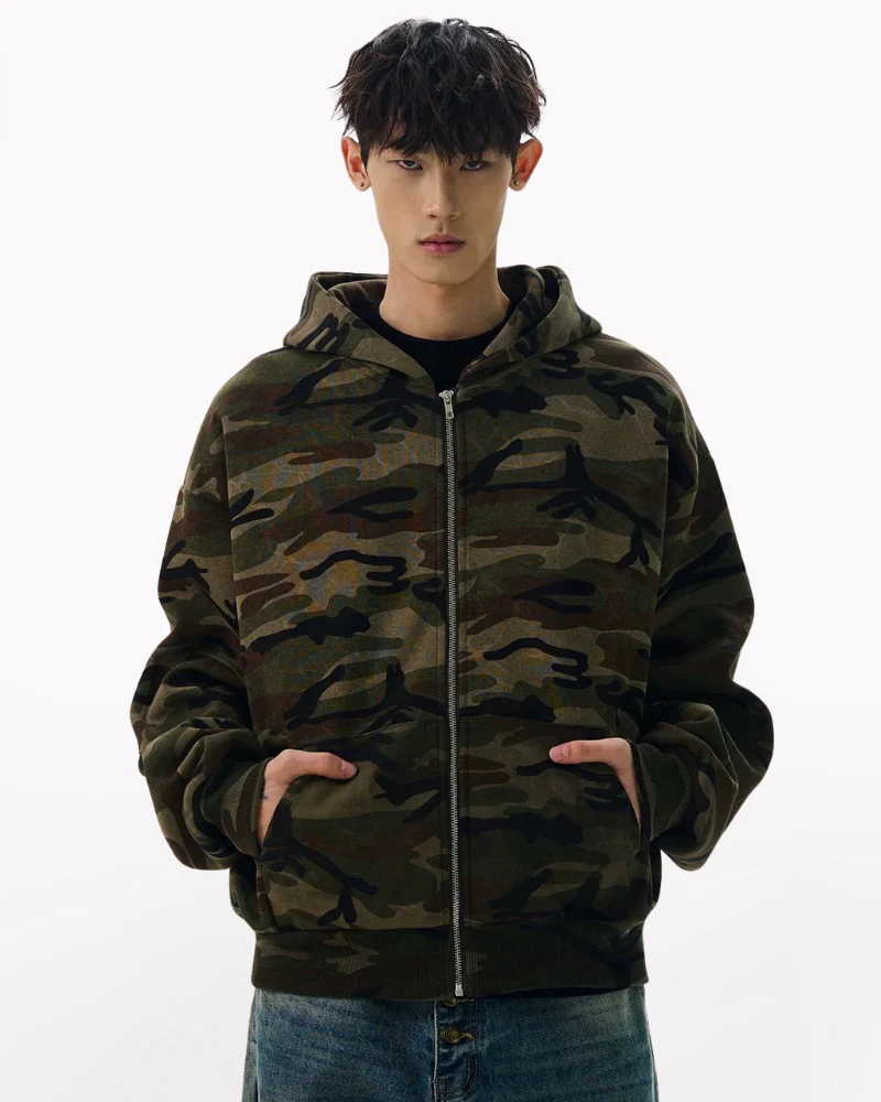 Street Style Couple's Camouflage Hoodie Jacket - Image 3
