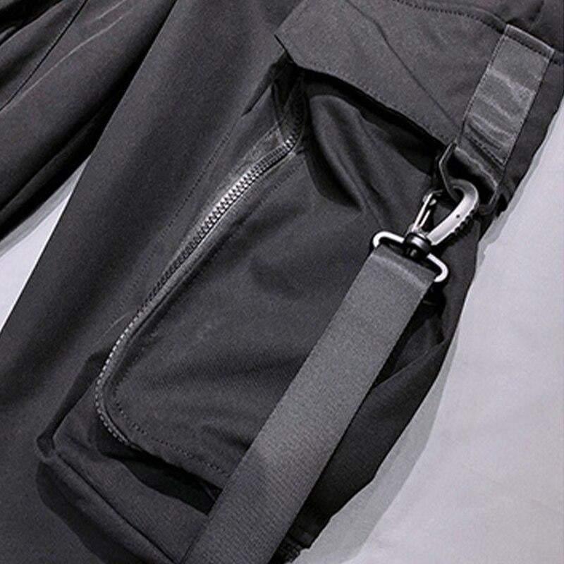 Street Style Techwear Black Slim Fit Cargo Pants - Image 7