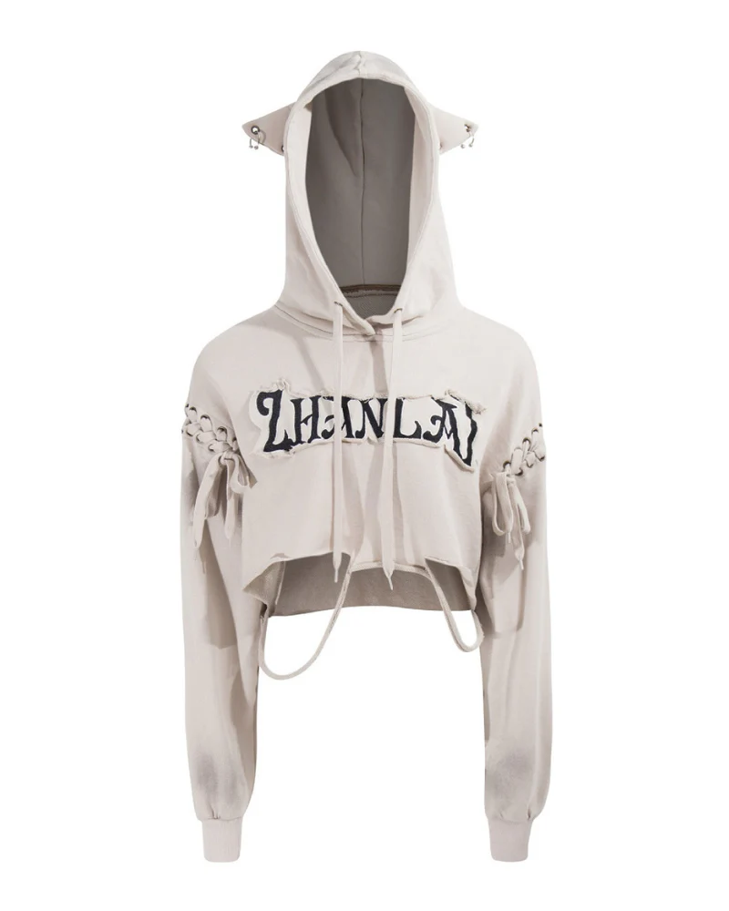 Street Subculture Cat Ear Women’s Cropped Hoodie - Image 10