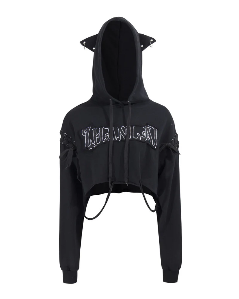 Street Subculture Cat Ear Women’s Cropped Hoodie - Image 7