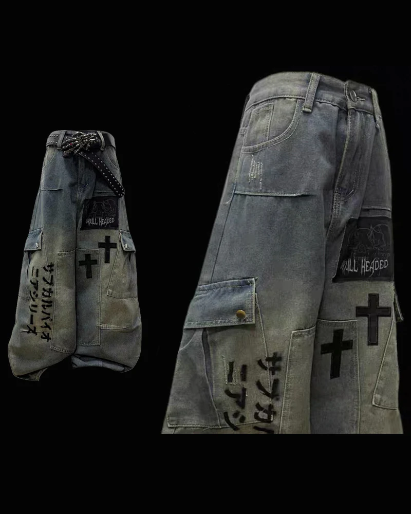 Street Washed Chains Denim Pants | Y2K Jeans - Image 11